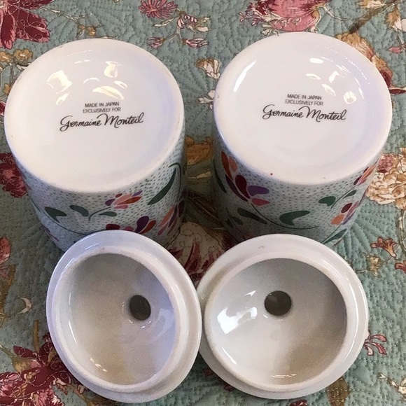 🌸🌾 Rare Set of 3, Vintage Germaine Monteil Porcelain Canisters Set - Picture 6 of 10